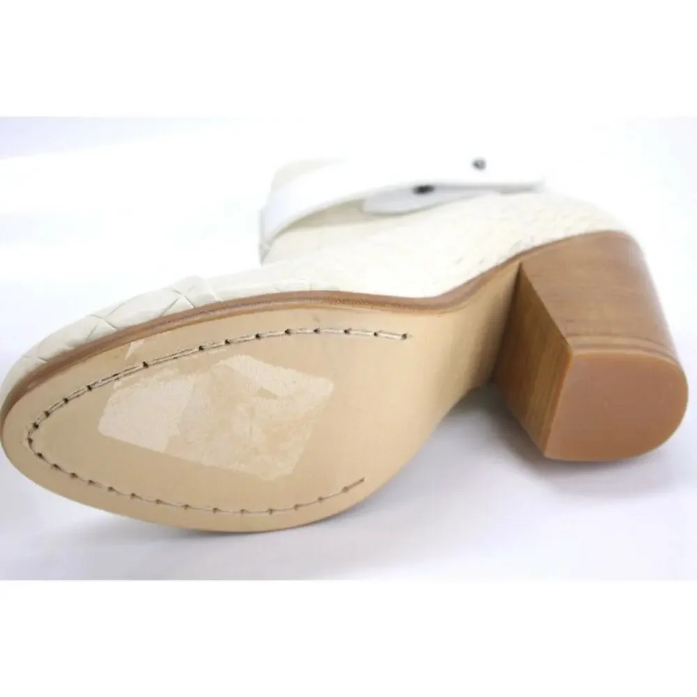 Rag & Bone Ivory Leather Harrow Ankle Booties SZ 39.5 Belted Block Heel New $550
